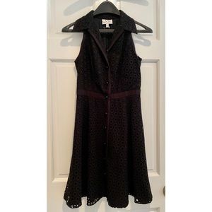 Carmen Marc Valvo Black Eyelet Dress